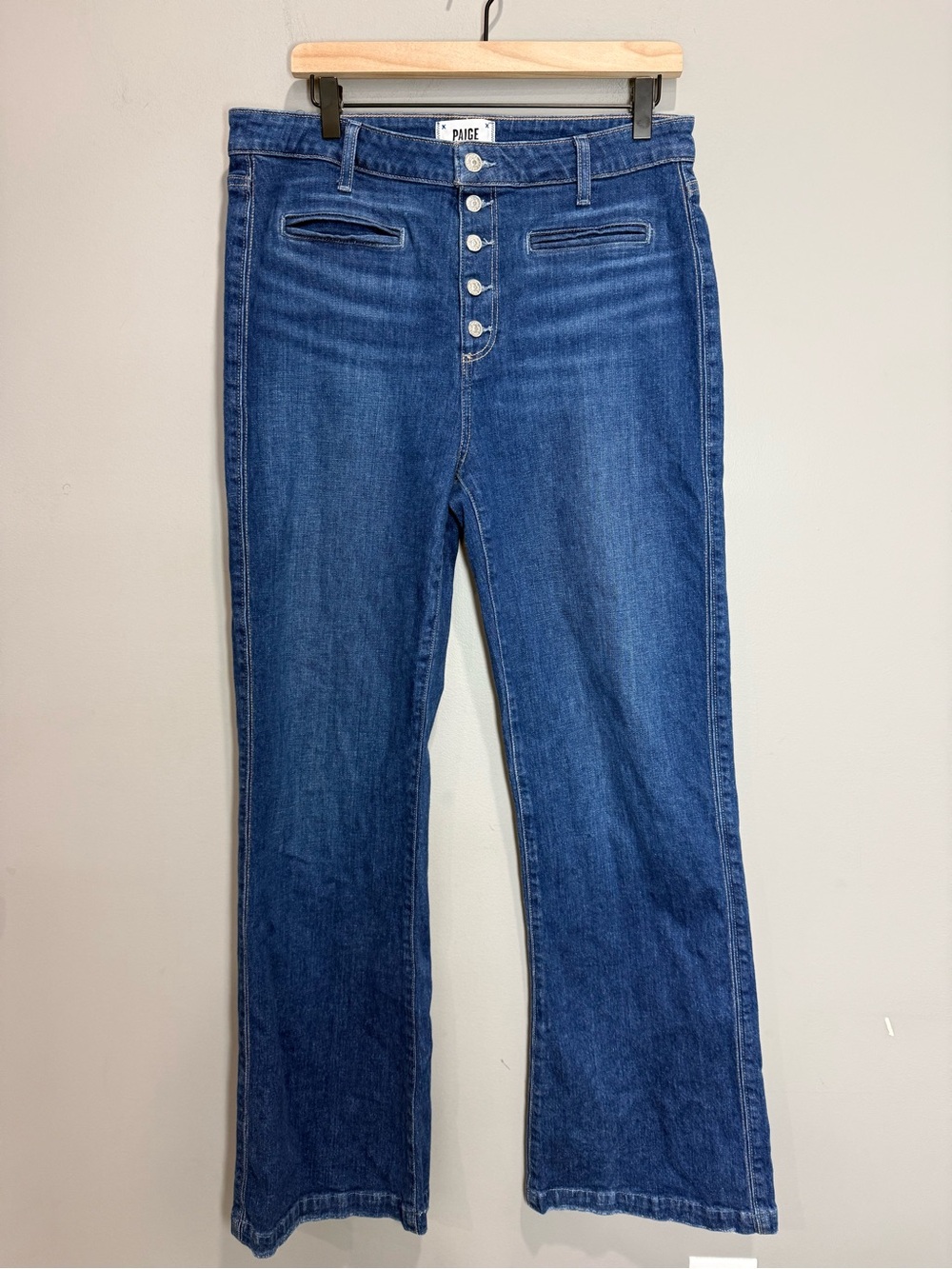 PAIGE Leenah High Rise Wide Leg Jeans Soraya Size 31 Button Fly
